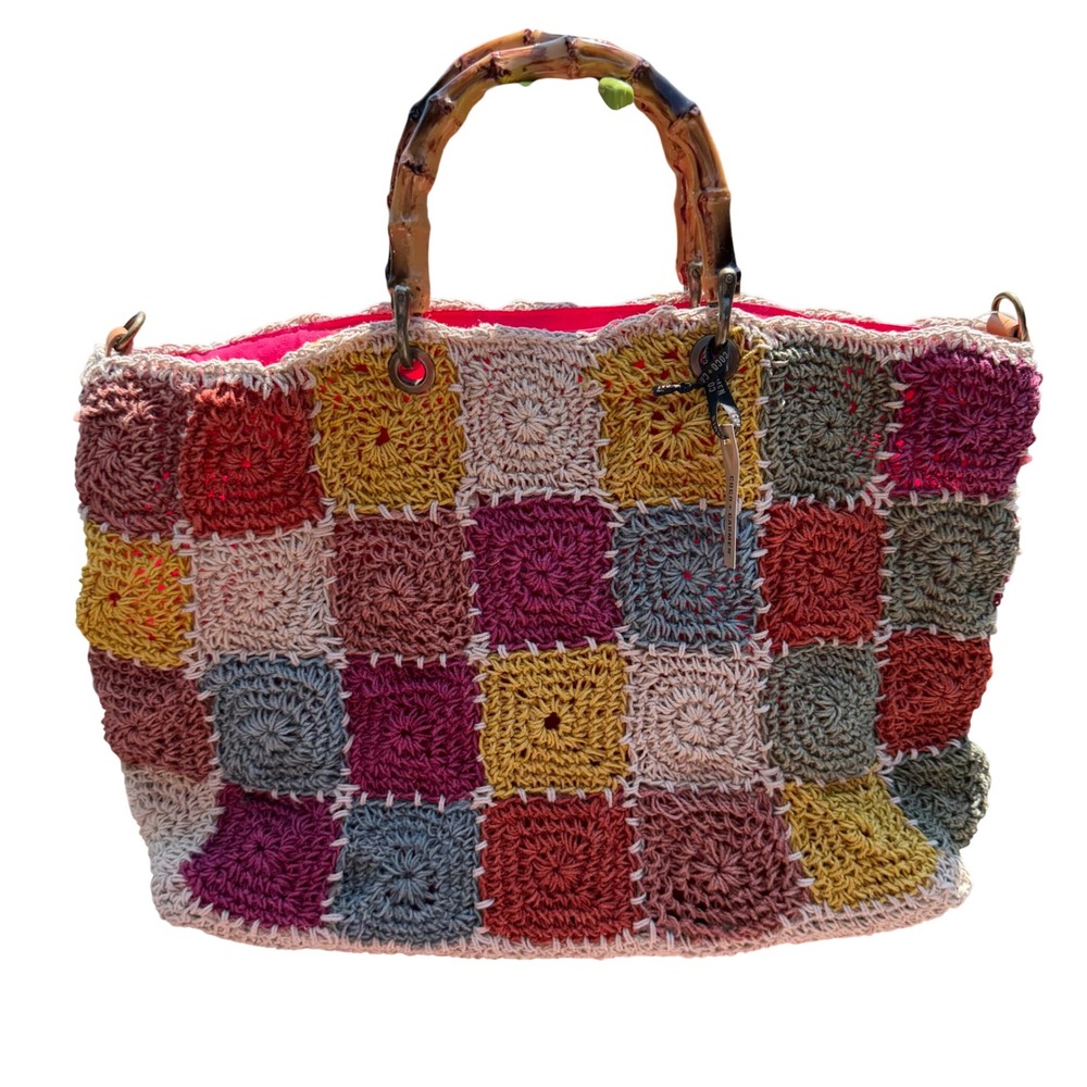 Coco + Carmen Crochet Tote Bag Women OS Multi NWT Granny Square Boho